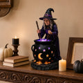 Solar Garden Light Witch Cauldron Weather-Resistant Resin LED