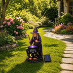 Solar Garden Light Witch Cauldron Weather-Resistant Resin LED