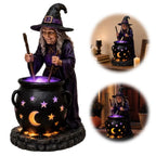 Solar Garden Light Witch Cauldron Weather-Resistant Resin LED