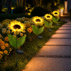 Solar Garden Stake Light Realistic Sunflower Warm White 8-Hour