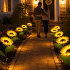 Solar Garden Stake Light Realistic Sunflower Warm White 8-Hour