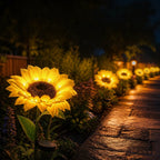 Solar Garden Stake Light Realistic Sunflower Warm White 8-Hour