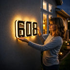 Solar House Number LED Backlit Dusk Activated Weatherproof