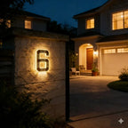 Solar House Number LED Backlit Dusk Activated Weatherproof