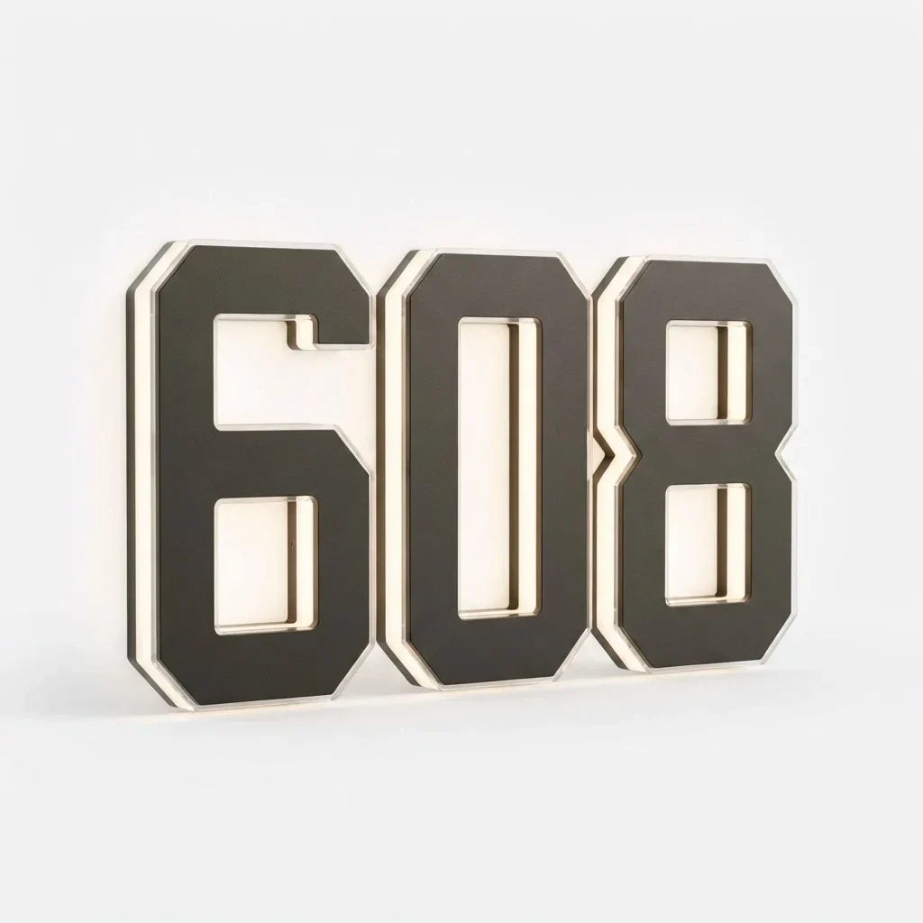 Solar House Number LED Backlit Dusk Activated Weatherproof