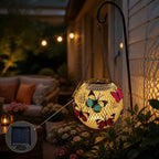 Solar Lantern Iron Butterfly Motif Warm-White LEDs