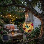 Solar Lantern Iron Butterfly Motif Warm-White LEDs