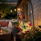 Solar Lantern Iron Butterfly Motif Warm-White LEDs