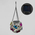 Solar Lantern Iron Butterfly Motif Warm-White LEDs