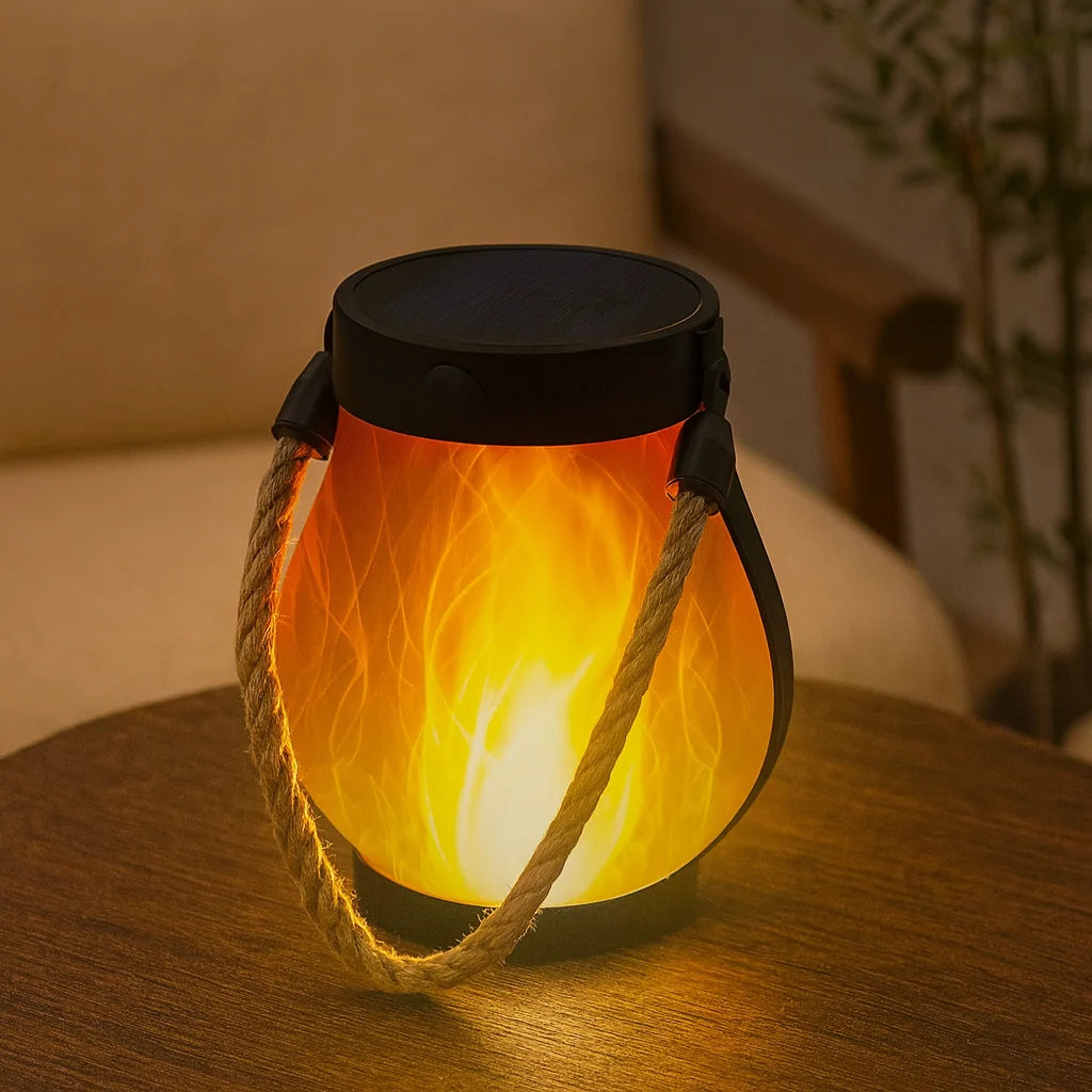 Solar Lantern Outdoor Dual Charging Flickering Flame Effect Waterproof