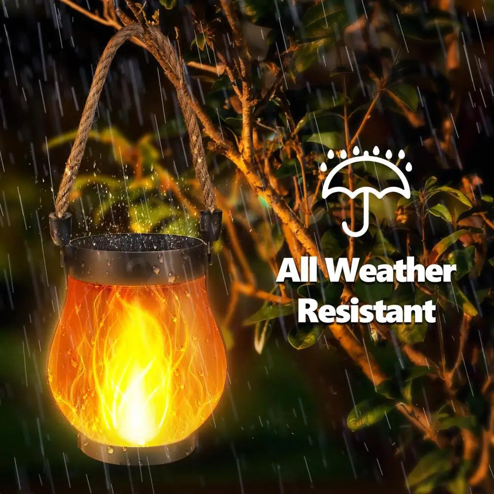 Solar Lantern Outdoor Dual Charging Flickering Flame Effect Waterproof