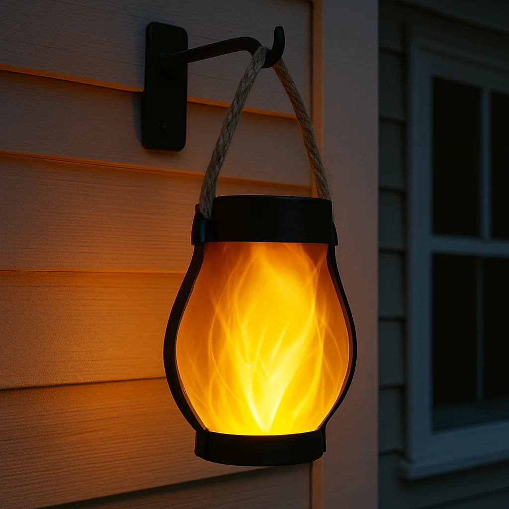 Solar Lantern Outdoor Dual Charging Flickering Flame Effect Waterproof