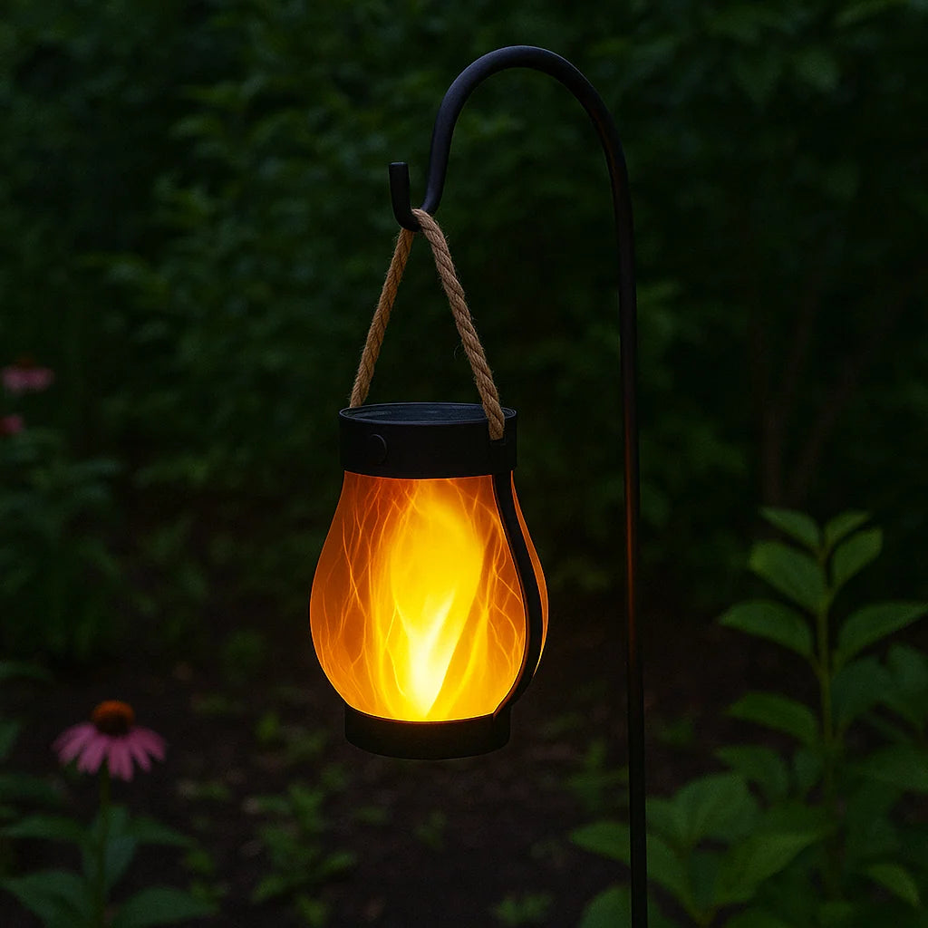 Solar Lantern Outdoor Dual Charging Flickering Flame Effect Waterproof