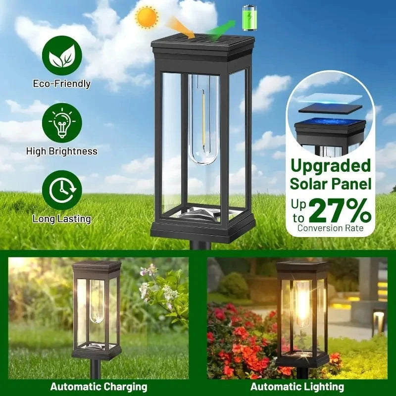 Solar Pathway Lights Lantern Design Filament-Style LED