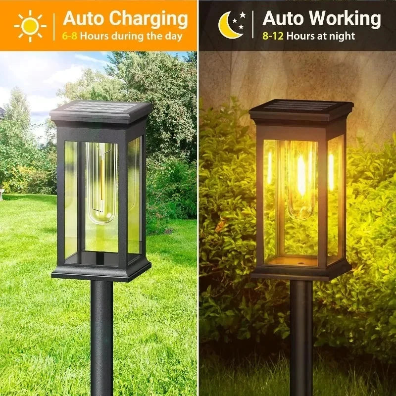 Solar Pathway Lights Lantern Design Filament-Style LED