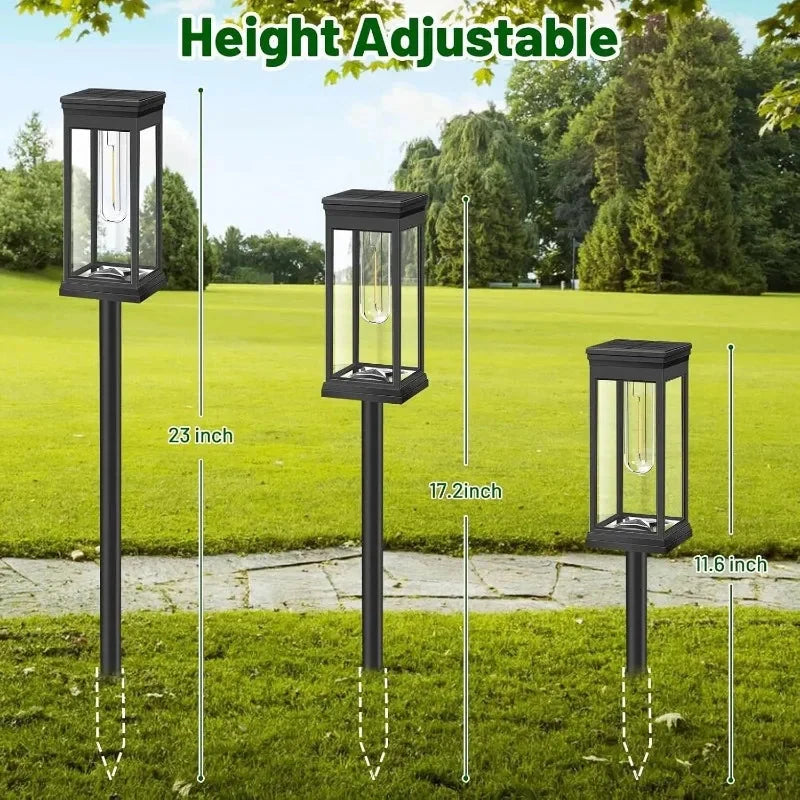 Solar Pathway Lights Lantern Design Filament-Style LED