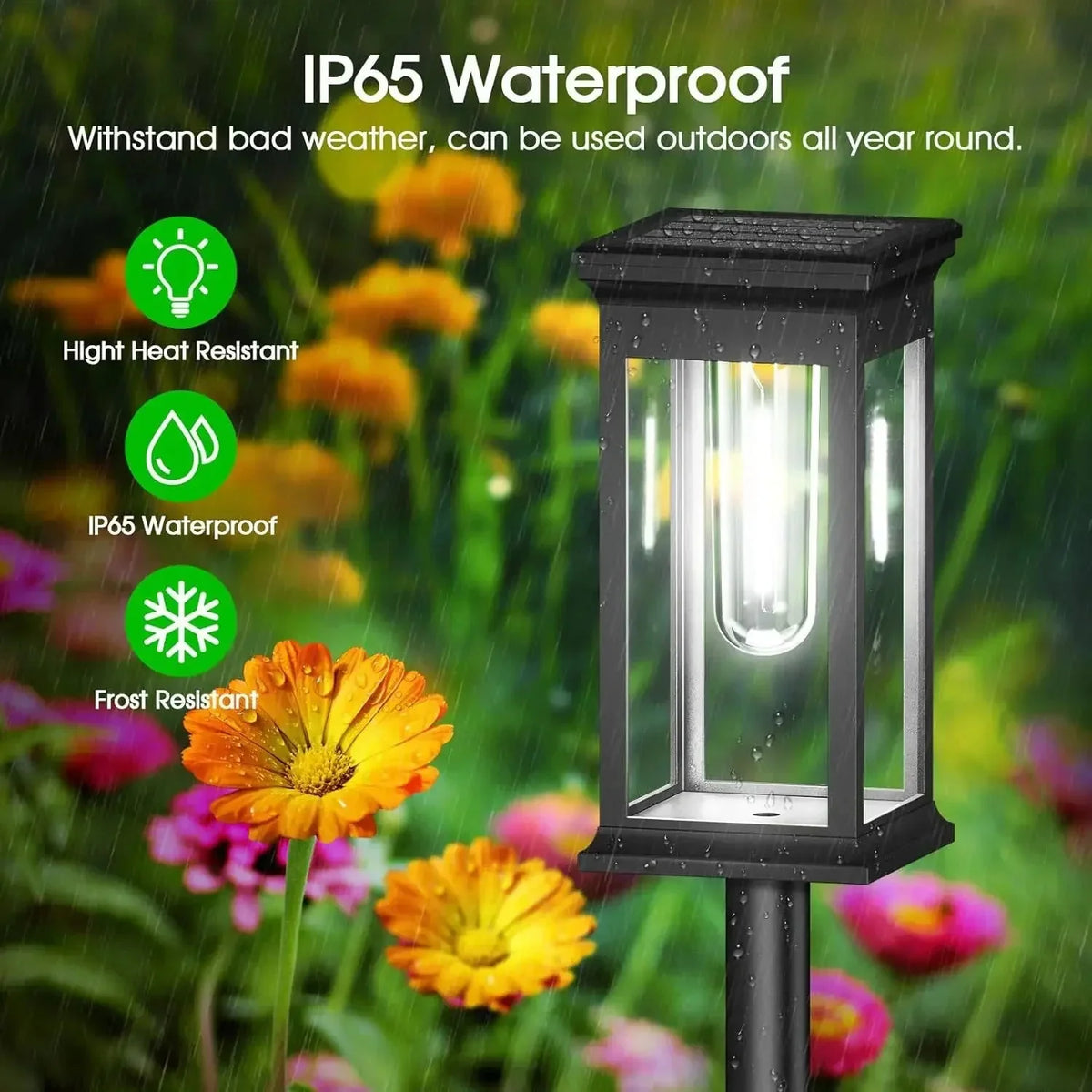 Solar Pathway Lights Lantern Design Filament-Style LED