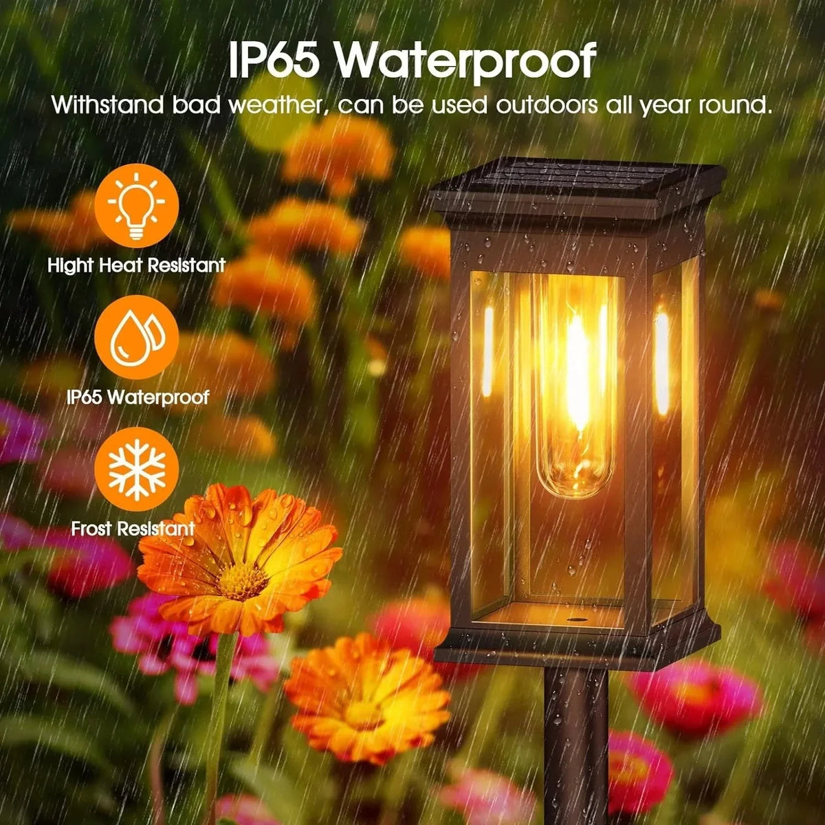 Solar Pathway Lights Lantern Design Filament-Style LED
