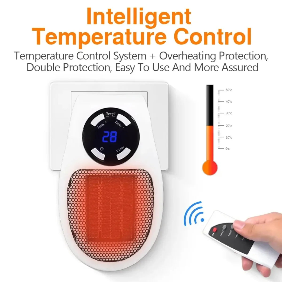 Space Heater Compact Tip-Over & Overheat Protection