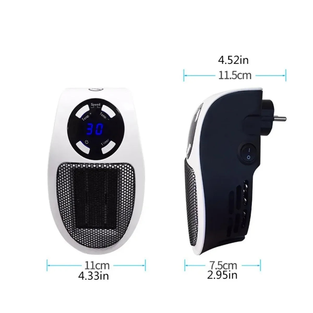 Space Heater Compact Tip-Over & Overheat Protection