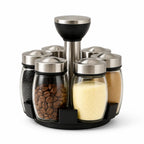 Spice Jar Set 6 Glass Jars Rotating Base