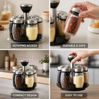 Spice Jar Set 6 Glass Jars Rotating Base
