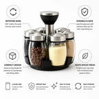 Spice Jar Set 6 Glass Jars Rotating Base