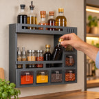 Spice Rack Wall-Mounted 3-Tier Powder-Coated Steel