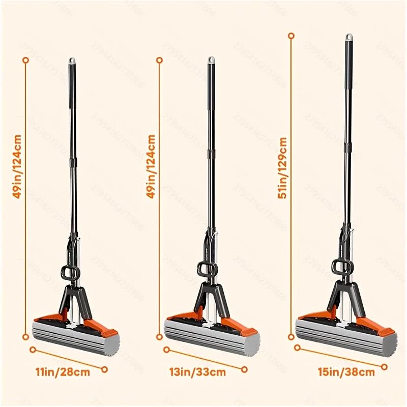 Sponge Mop Highly Absorbent Wringing Lever & Two Heads