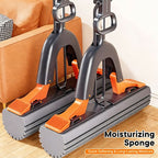 Sponge Mop Highly Absorbent Wringing Lever & Two Heads