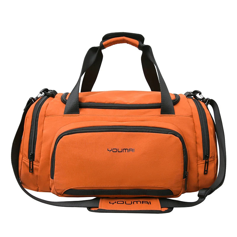 Sports Duffel Bag Spacious Compartment Separate Shoe Pockets Adjustable Shoulder Strap