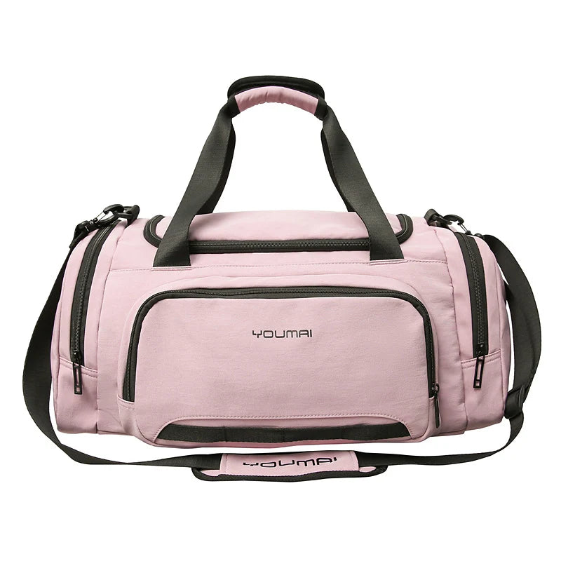 Sports Duffel Bag Spacious Compartment Separate Shoe Pockets Adjustable Shoulder Strap