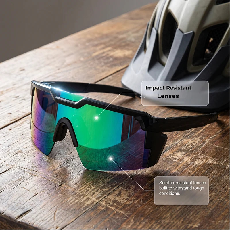 Sports Sunglasses UV400 Mirrored Panoramic Lenses