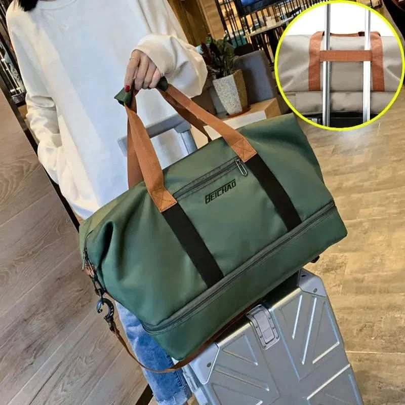 Sports Travel Bag Waterproof Nylon Shoe Compartment