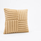 Square Throw Pillow Faux Fur Ribbed Grid Plush Insert