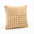 Square Throw Pillow Faux Fur Ribbed Grid Plush Insert