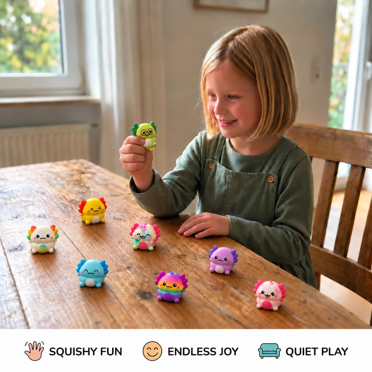 Squishy Toy Axolotl Design Soft Set of 12