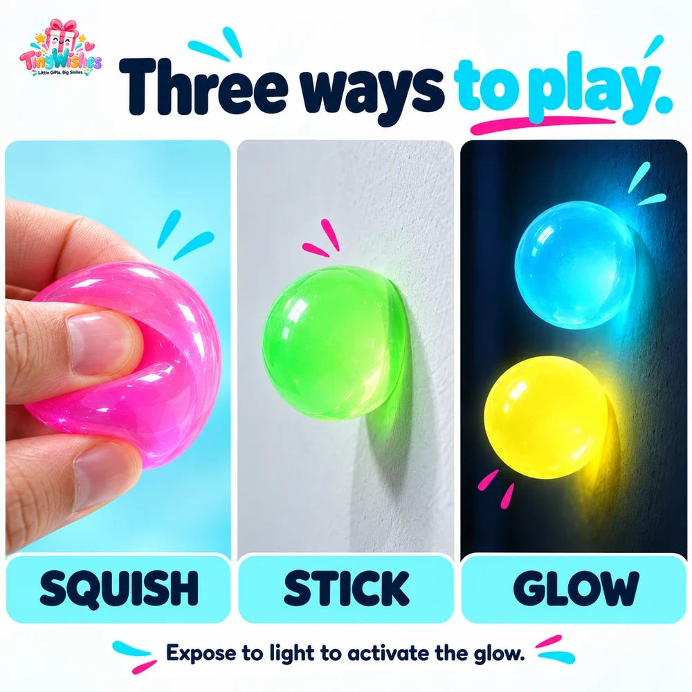 Sticky Toy Balls Glow In The Dark Tactile Sensory Play