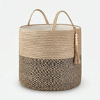Storage Basket Handcrafted Cotton Rope Foldable Reinforced Handles