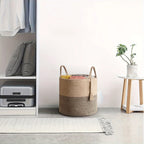 Storage Basket Handcrafted Cotton Rope Foldable Reinforced Handles