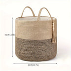 Storage Basket Handcrafted Cotton Rope Foldable Reinforced Handles