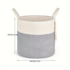 Storage Basket Handcrafted Cotton Rope Foldable Reinforced Handles