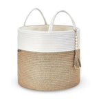 Storage Basket Handcrafted Cotton Rope Foldable Reinforced Handles