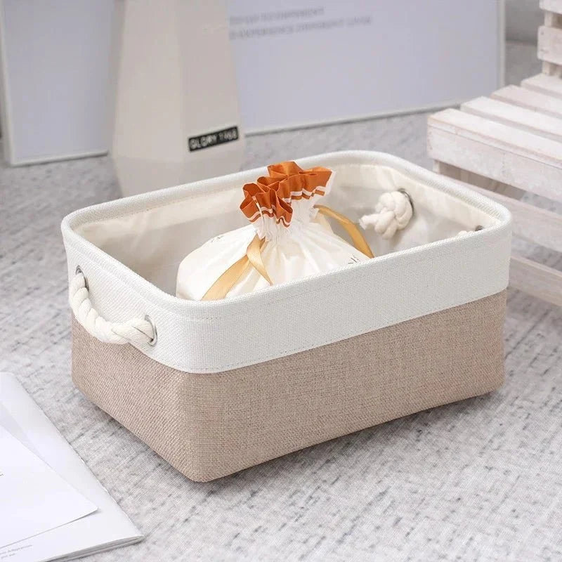 Storage Basket Linen Fabric Lightweight Wipe-Clean