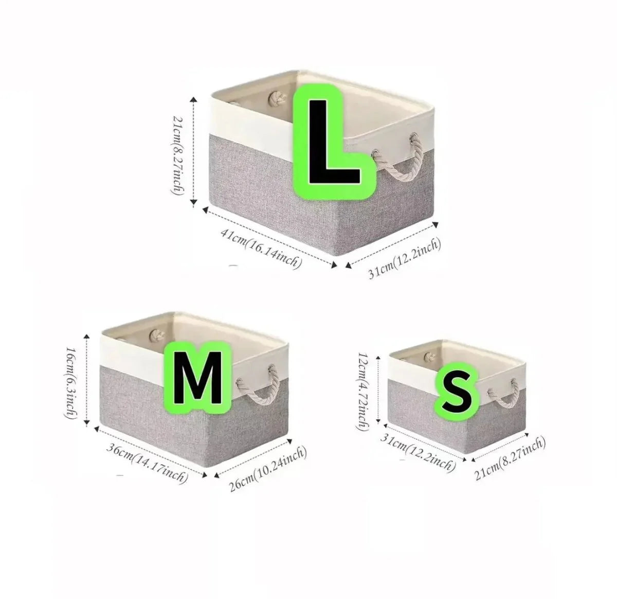 Storage Basket Linen Fabric Lightweight Wipe-Clean