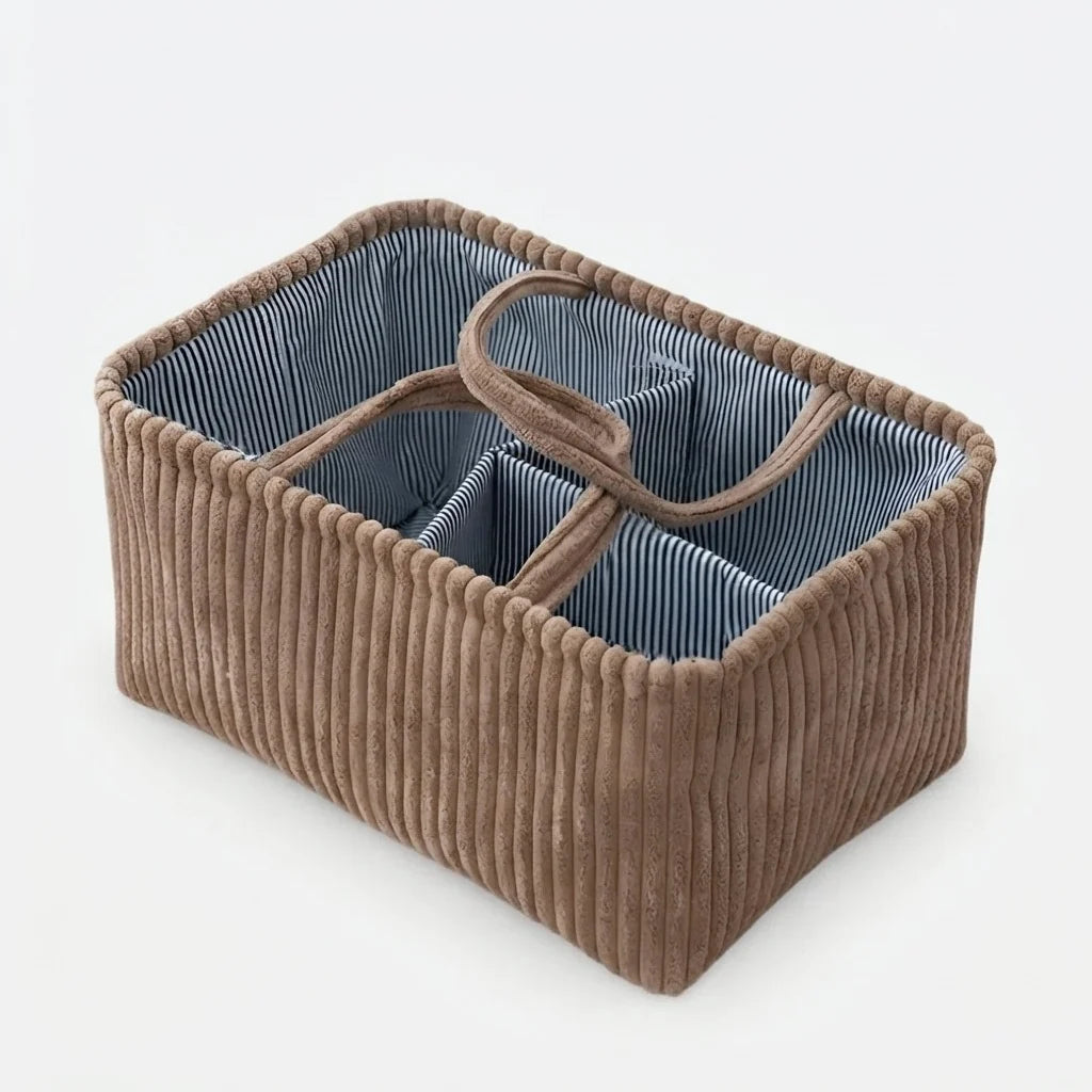 Storage Basket Multi-Compartment Polyester Carrying Handles