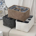 Storage Basket Multi-Compartment Polyester Carrying Handles