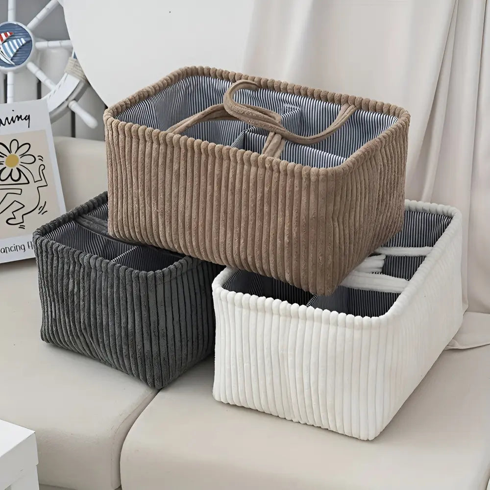 Storage Basket Multi-Compartment Polyester Carrying Handles