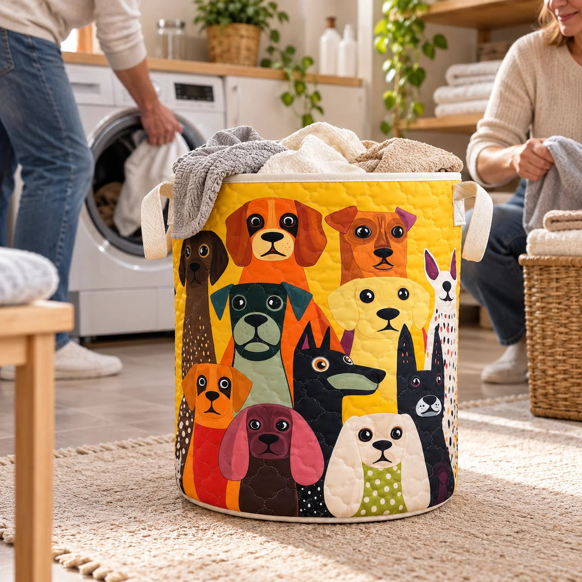 Storage Basket Quilted Animal Print Foldable Polyester Stands Upright