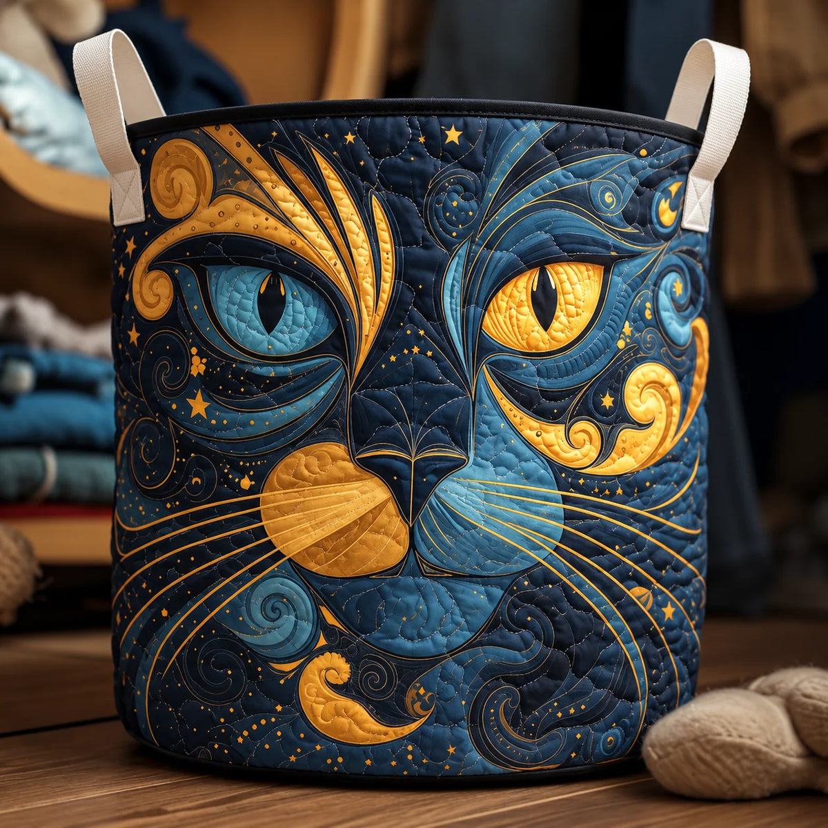 Storage Basket Quilted Animal Print Foldable Polyester Stands Upright